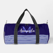 Blauw kleurblok met blauwe zwarte en witte strepen plunjezak (Achterkant)