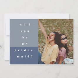 Blauw kleurenblok Foto wordt mijn Bridesmaid Save The Date