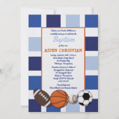 Blauw kleurenblok Sportpadpeuken Baptisme Kaart (Voorkant)