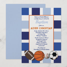 Blauw kleurenblok Sportpadpeuken Baptisme Kaart