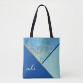Blauw kleurenblok tote bag (Voorkant)