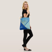 Blauw kleurenblok tote bag (Op model)