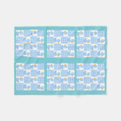 Blauw kleurentapeluis ontwerpventilator fleece deken (Voorkant (Horizontaal))