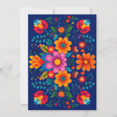 Blauw & kleurrijk Fiesta Floral Save the Date kaar Kaart (Achterkant)