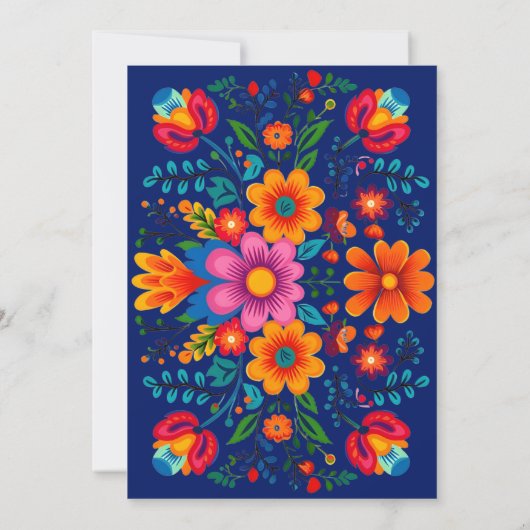 Blauw & kleurrijk Fiesta Floral Save the Date kaar Kaart (Achterkant)