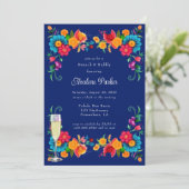 Blauw Kleurrijk Mexicaans Fiesta Brunch & Bubbly Kaart (Staand voorkant)