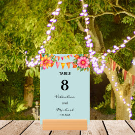 Blauw Kleurrijke Bloemen Fiesta Mexicaanse bruilof Kaart