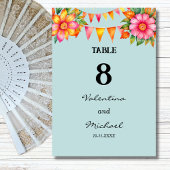 Blauw Kleurrijke Bloemen Fiesta Mexicaanse bruilof Kaart