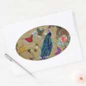  Blauw Kleurrijke Peacock Schattigee Vlinder Ovale Sticker (Envelop)