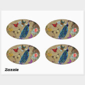  Blauw Kleurrijke Peacock Schattigee Vlinder Ovale Sticker (Vel)