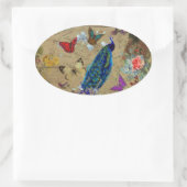  Blauw Kleurrijke Peacock Schattigee Vlinder Ovale Sticker (Tas)