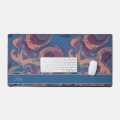 Blauw & Kleurrijke Swirling Waterverf Custom Bureaumat (Keyboard & Muis)