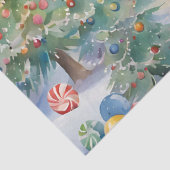 Blauw Kleurrijke Waterverf Decoupage Winter Scene Tissuepapier (Detail)