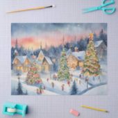 Blauw Kleurrijke Waterverf Decoupage Winter Scene Tissuepapier (Craft)