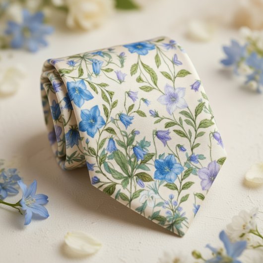 Blauw Klokjesveld Stropdas