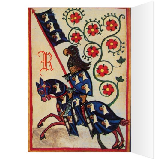 BLAUW KNIGHT HORSEBACK MEDIEVAL PARCHCHMENT MONOGR (Binnen (Links))