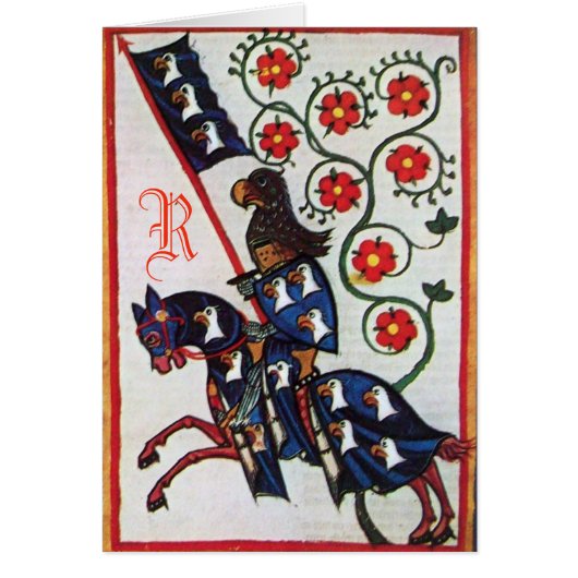 BLAUW KNIGHT HORSEBACK MEDIEVAL PARCHCHMENT MONOGR (Voorkant)