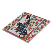 BLAUW KNIGHT MET ROSES MEDIEVAL MINIATUM TEGELTJE (Zijkant)