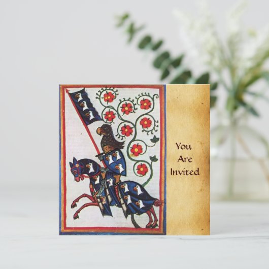 BLAUW KNIGHT OP HET MIDDELGROTE PARCHMENT VAN DE H KAART (Staand voorkant)