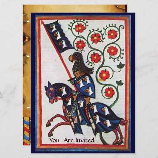 BLAUW KNIGHT OP HET MIDDELGROTE PARCHMENT VAN DE H KAART (Voorkant / Achterkant)