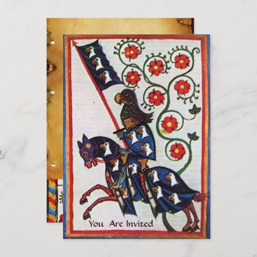 BLAUW KNIGHT OP HET MIDDELGROTE PARCHMENT VAN DE H KAART (Voorkant / Achterkant)