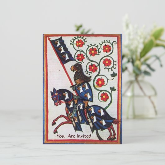 BLAUW KNIGHT OP HET MIDDELGROTE PARCHMENT VAN DE H KAART (Staand voorkant)