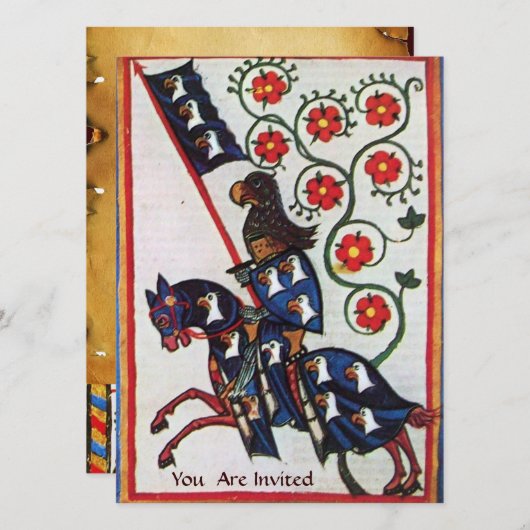 BLAUW KNIGHT OP HET MIDDELGROTE PARCHMENT VAN DE H KAART (Voorkant / Achterkant)