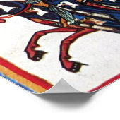 BLAUW KNIGHT OP HORSEBACK Medieval Miniatuur Poster (Hoek)