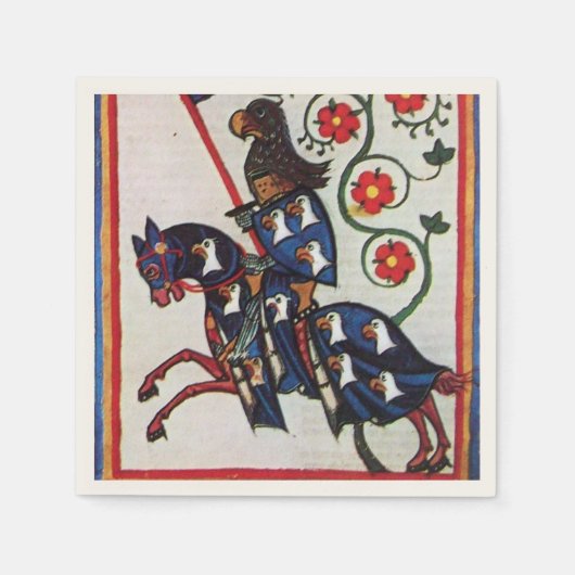 BLAUW KNIGHT OP HORSEBACK Medieval Miniatuur Servet (Voorkant)