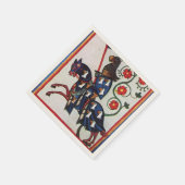 BLAUW KNIGHT OP HORSEBACK Medieval Miniatuur Servet (Hoek)