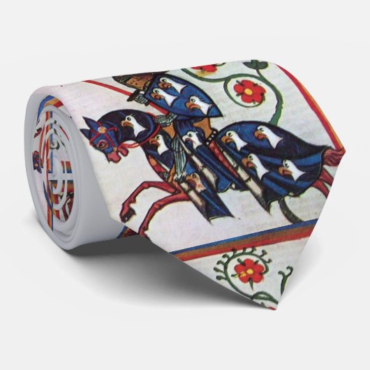 BLAUW KNIGHT OP HORSEBACK Medieval Miniatuur Stropdas (Opgerold)