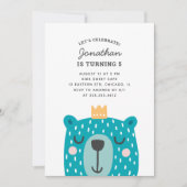 Blauw knuffel beer. Verjaardagsfeestje voor kinder Kaart (Voorkant)