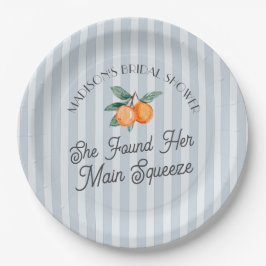 Blauw Knuffel Hoofd Pers Citrus Bruidsmeisjesfeest Papieren Bordje