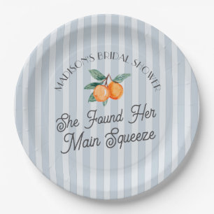 Blauw Knuffel Hoofd Pers Citrus Bruidsmeisjesfeest Papieren Bordje