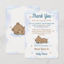 Blauw Knuffelbeer Baby Shower Bedankkaart