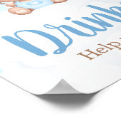Blauw Knuffelbeer Baby Shower Drankjes Bord Poster (Hoek)