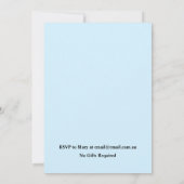 Blauw Knuffelbeer Baby Shower Uitnodiging (Achterkant)