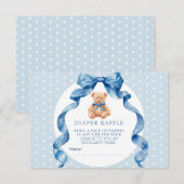 Blauw Knuffelbeer Luier Raffle Ticket Informatiekaartje (Voorkant / Achterkant)
