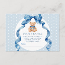 Blauw Knuffelbeer Luier Raffle Ticket