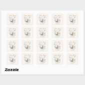 Blauw Knuffelbeer Sterren Baby Shower Vierkante Sticker (Vel)