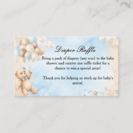 Blauw Knuffelbeertje Baby Shower Luier Raffel Tick Informatiekaartje