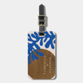 Blauw Kobalt Abstract Blad Aangepaste Namen Paren Bagagelabel (Voorkant verticaal)