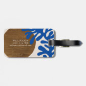 Blauw Kobalt Abstract Blad Aangepaste Namen Paren Bagagelabel (Achterkant horizontaal)