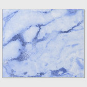 Blauw Kobalt Grijs Wit Marmeren Metaal Monochromat Cadeaupapier (Vlak)