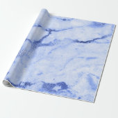 Blauw Kobalt Grijs Wit Marmeren Metaal Monochromat Cadeaupapier (Uitgerold)