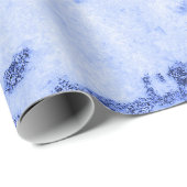 Blauw Kobalt Grijs Wit Marmeren Metaal Monochromat Cadeaupapier (Rol Hoek)
