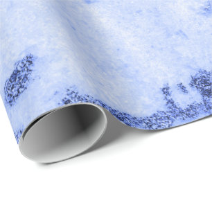 Blauw Kobalt Grijs Wit Marmeren Metaal Monochromat Cadeaupapier