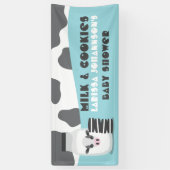 BLAUW Koe Melk en koekjes Baby shower Banner (Verticaal)