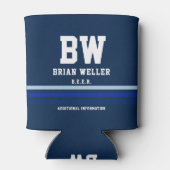 BLAUW koelbox voor aangepaste kleurenmonogram Blikjeskoeler (Achterkant)