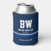 BLAUW koelbox voor aangepaste kleurenmonogram Blikjeskoeler (Blikje Achterkant)